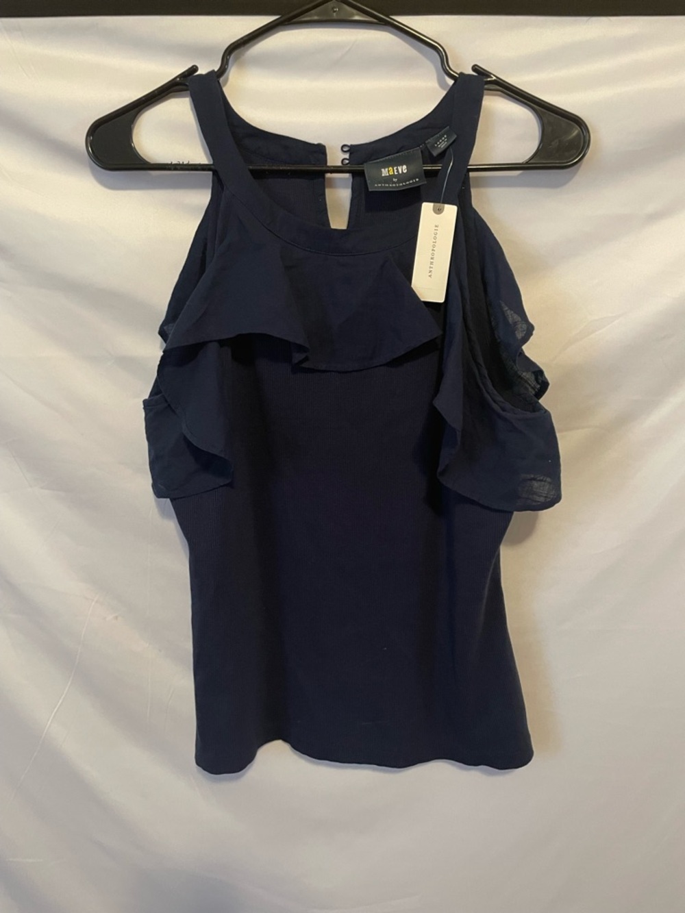 Maeve Navy Ruffle Halter Knit Tank - Picture 5 of 10